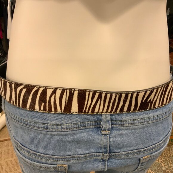Belt Women's 40.5 inch Zebra leather fur print - Picture 2 of 4